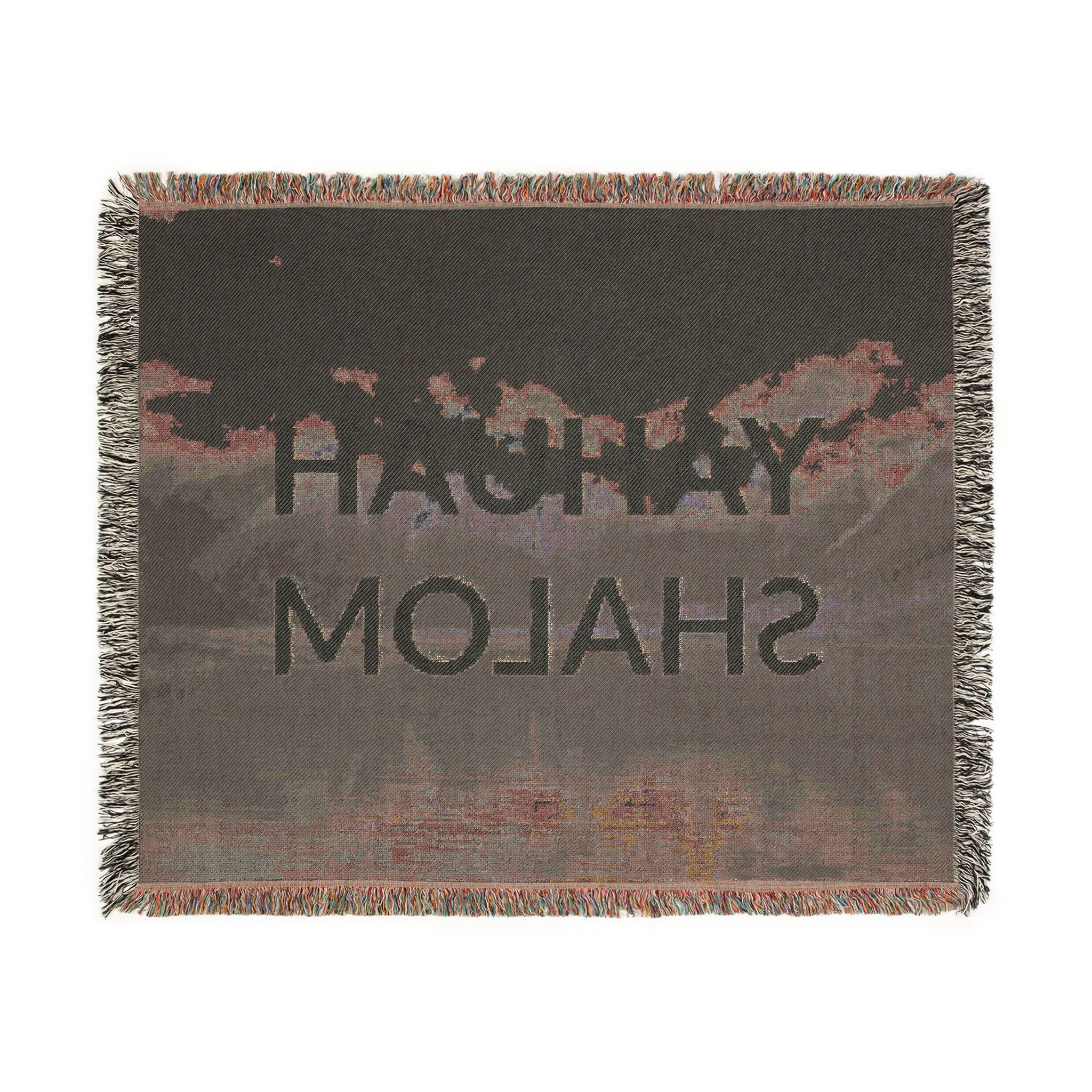 Woven Blanket — 'YAHUAH SHALOM' Peace Throw Blanket with Scenic Mountain Design