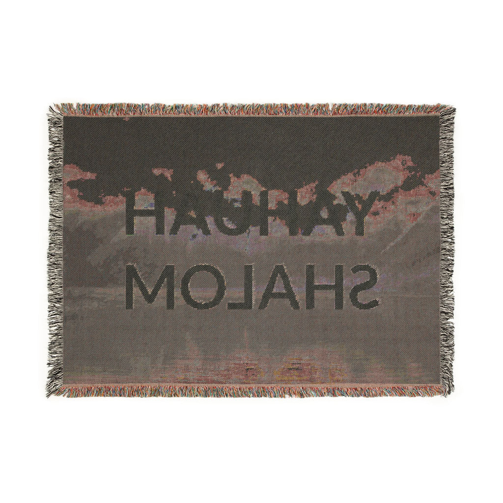 Woven Blanket — 'YAHUAH SHALOM' Peace Throw Blanket with Scenic Mountain Design