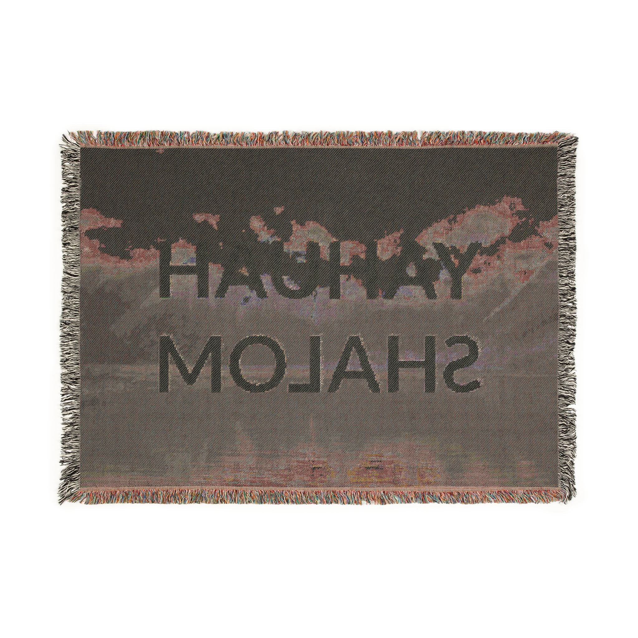 Woven Blanket — 'YAHUAH SHALOM' Peace Throw Blanket with Scenic Mountain Design