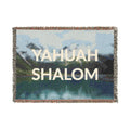 Woven Blanket — 'YAHUAH SHALOM' Peace Throw Blanket with Scenic Mountain Design