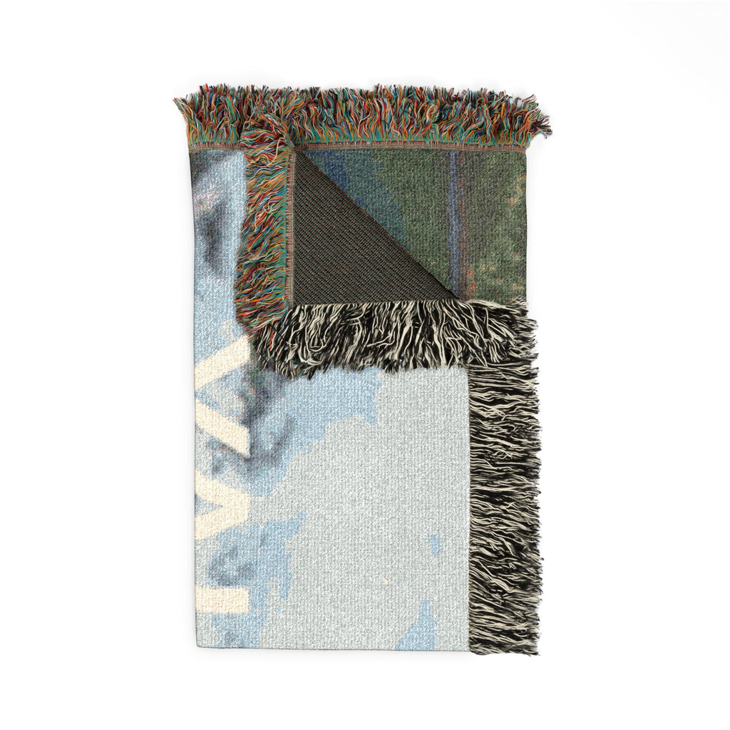 Woven Blanket — 'YAHUAH SHALOM' Peace Throw Blanket with Scenic Mountain Design