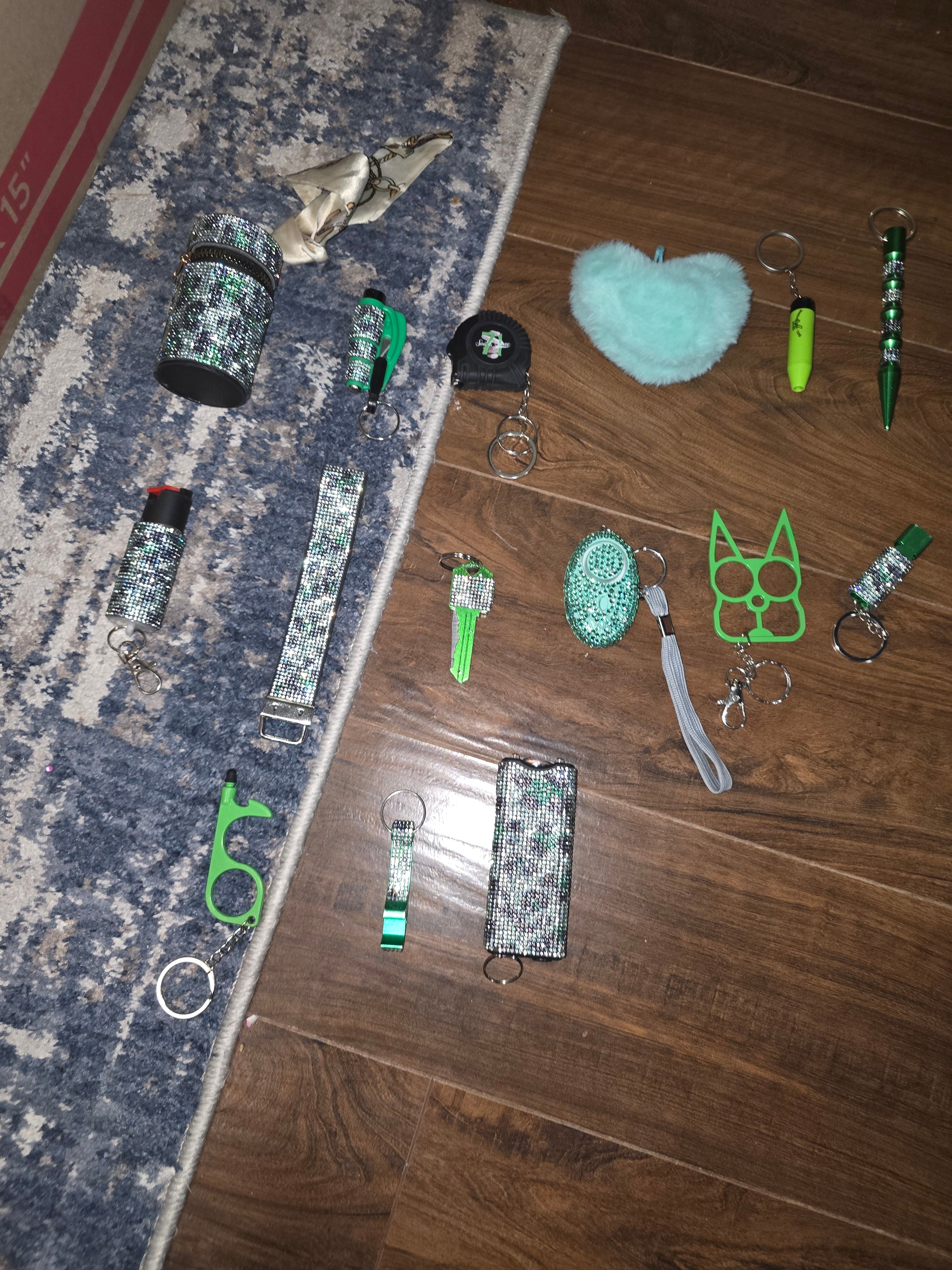 Green leopard safety/self defense keychain set