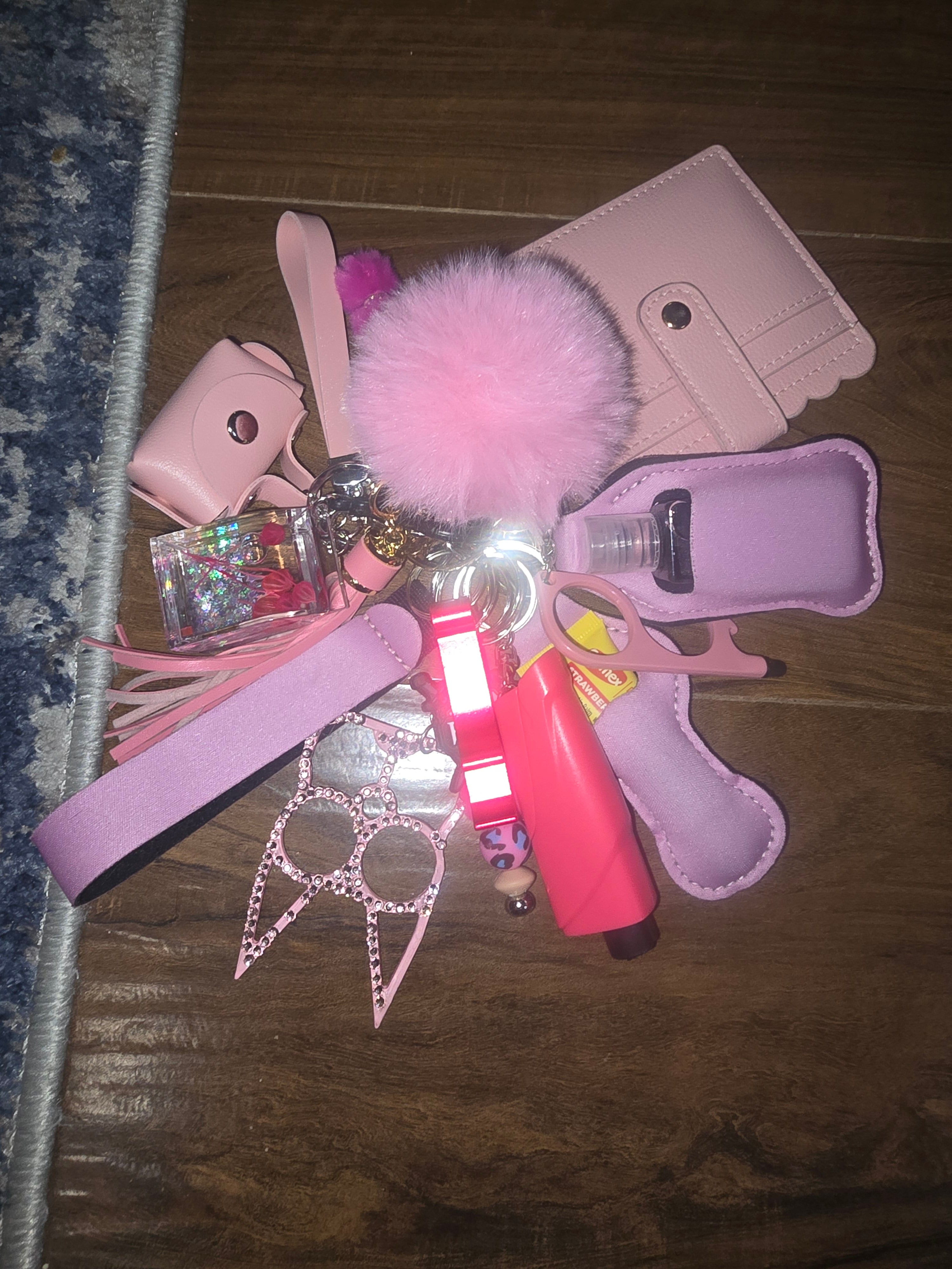 Pink safety/self defense keychain set