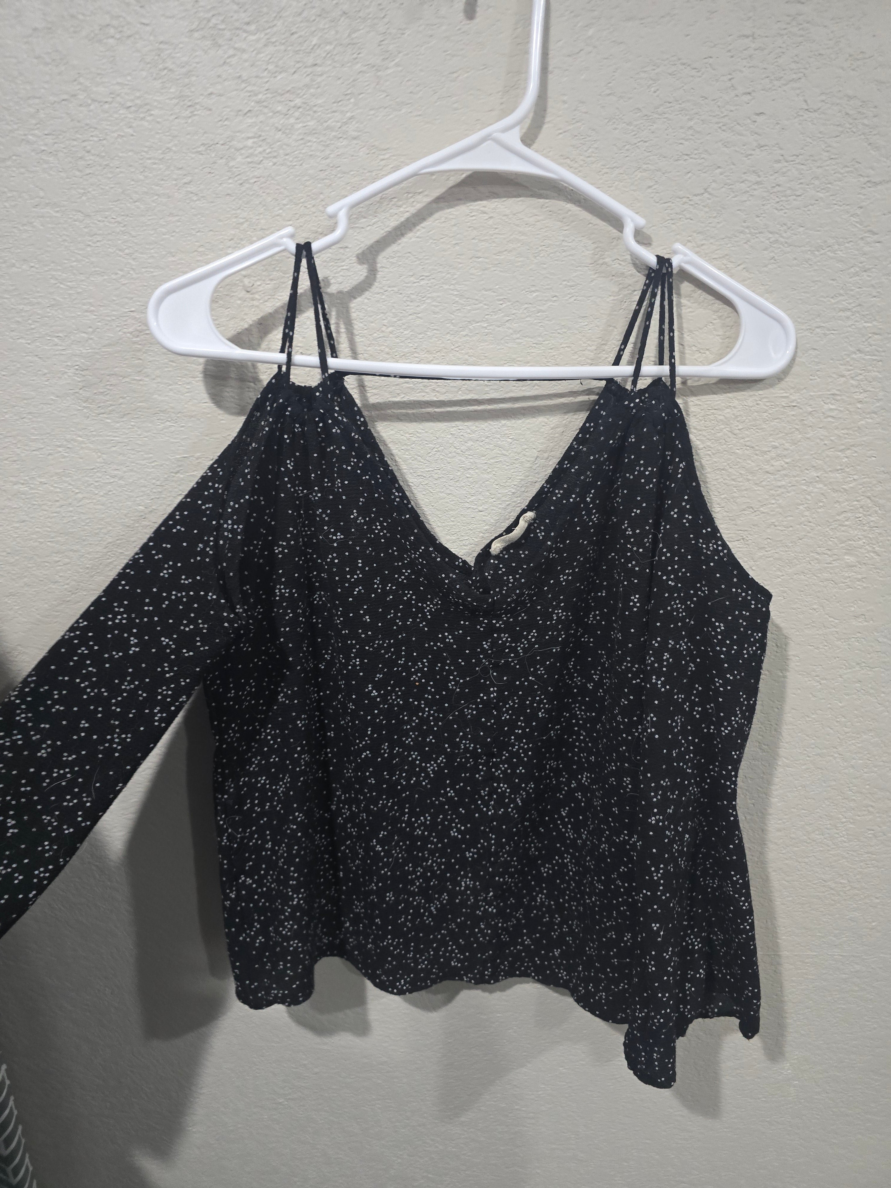 Black blouse detached long sleeves