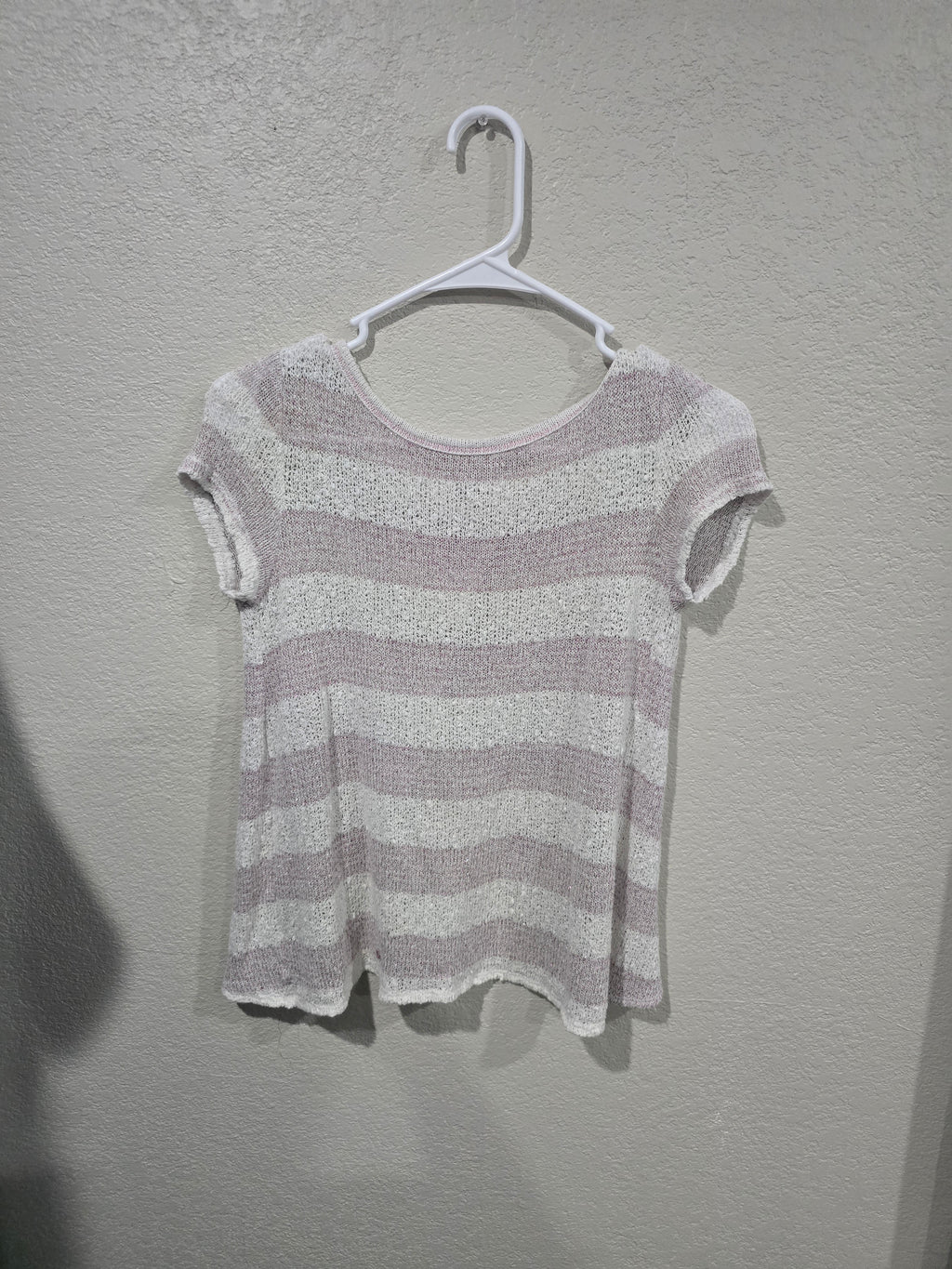 Fuzzy striped shirt open back