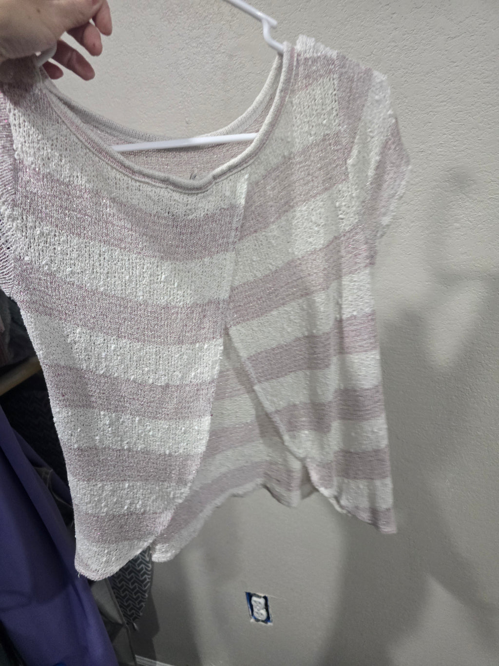 Fuzzy striped shirt open back