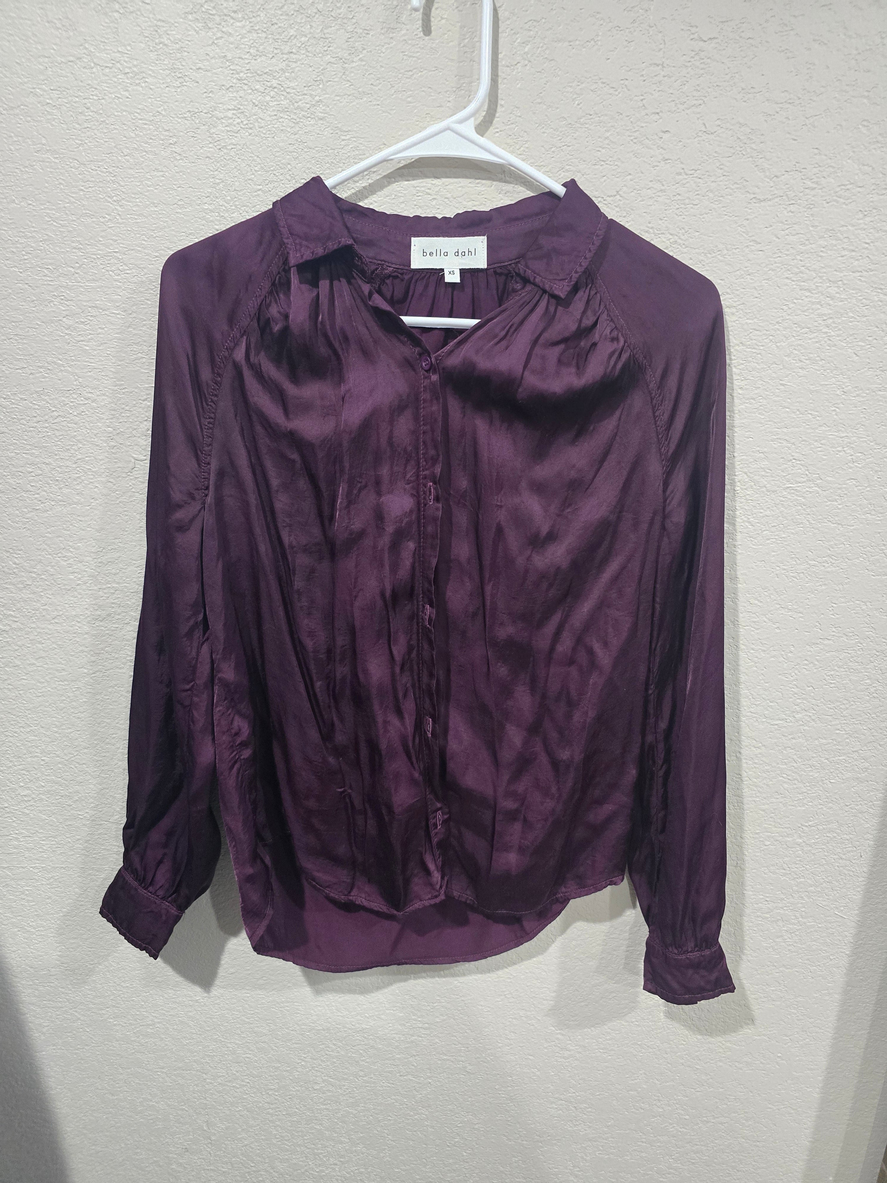 Purple silky button up