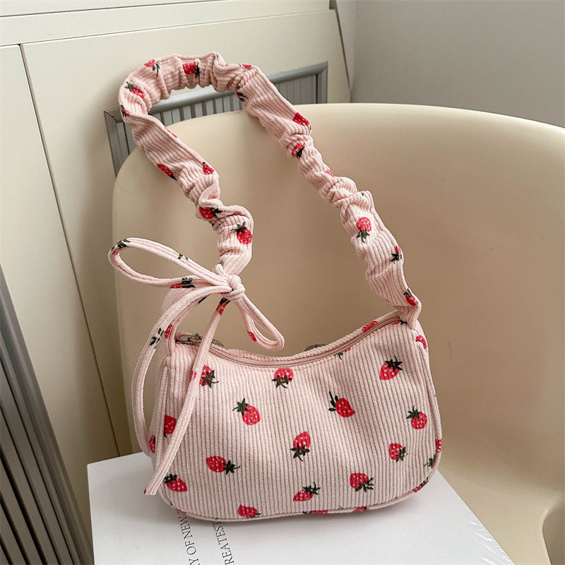 Casual Trendy Small Square Bag Corduroy Versatile Commuter Shoulder Bag