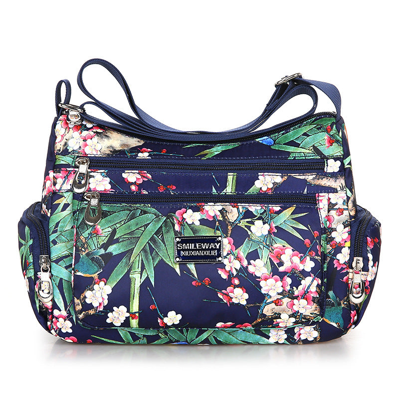 Fashionable Printed Womens Bag Trendy Landscape And Floral Fabric Pattern