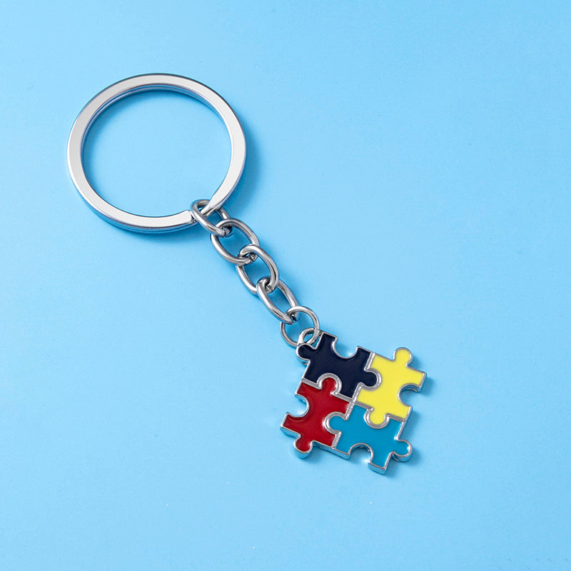 Enamel Colorful Puzzle Autism Awareness Keychain