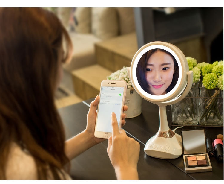 Double-sided Vanity Mirror Portable Desk Mirror Bluetooth Music Multifunctional Mirror