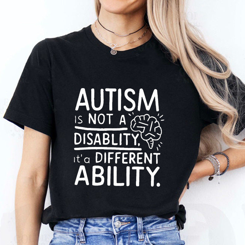 Autism Awareness Printed T-Shirt Casual Loose-Fitting And Comfortable