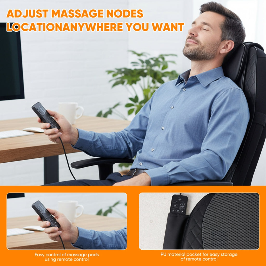 Back Massagers, Vibrating Heating Pad For Back, Massage Chair Pad For Pain Relief Deep Tissue