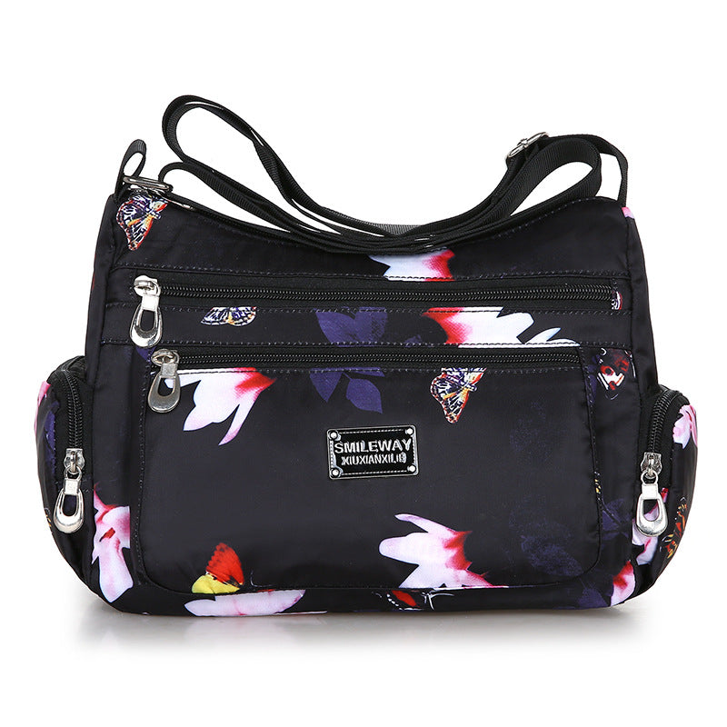 Fashionable Printed Womens Bag Trendy Landscape And Floral Fabric Pattern