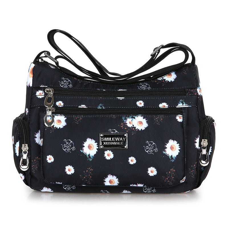Fashionable Printed Womens Bag Trendy Landscape And Floral Fabric Pattern