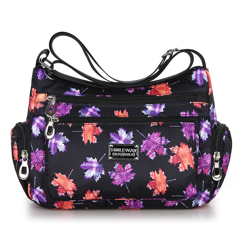 Fashionable Printed Womens Bag Trendy Landscape And Floral Fabric Pattern