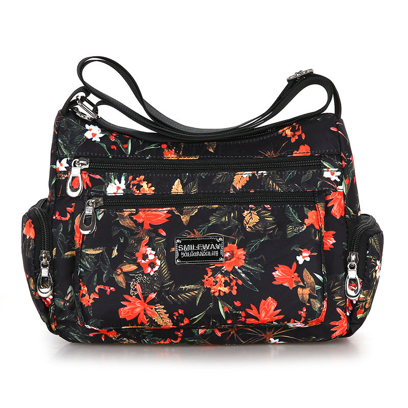 Fashionable Printed Womens Bag Trendy Landscape And Floral Fabric Pattern