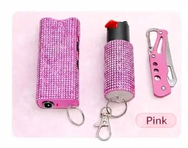 Pink safety/self defense keychain set