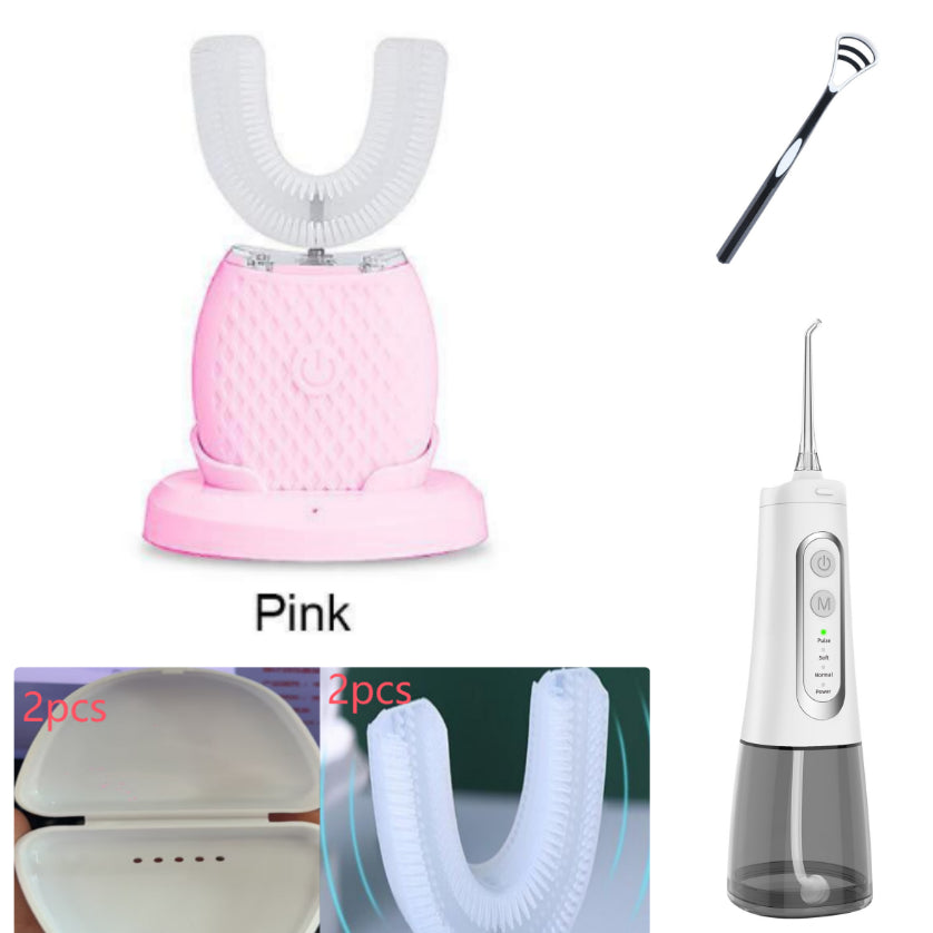 360 Degrees Intelligent Automatic Electric  Toothbrush Waterproof U Type Tooth Brush Whitening Blue Light USB Charging