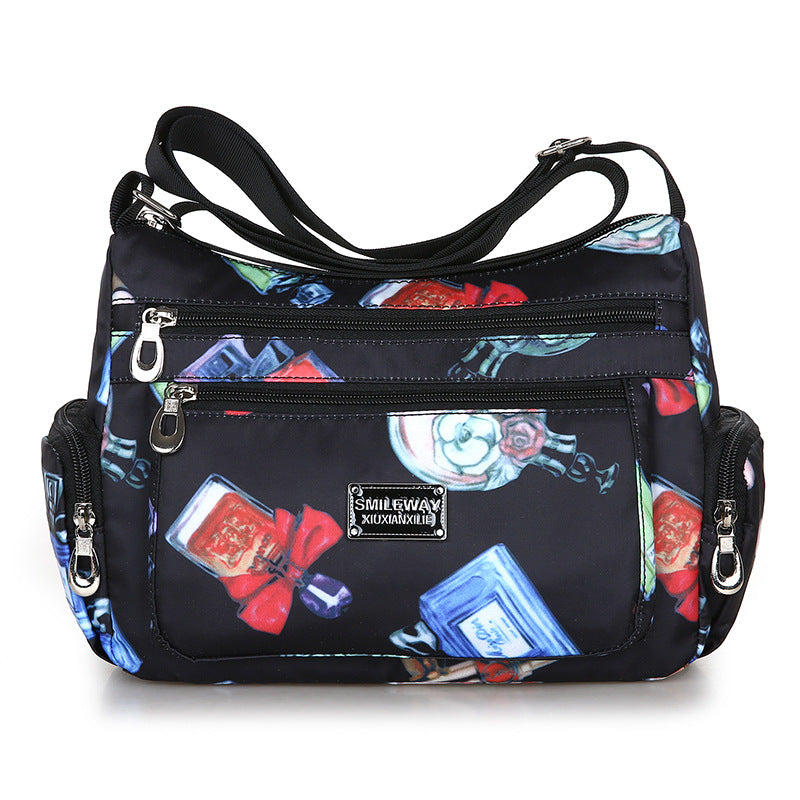 Fashionable Printed Womens Bag Trendy Landscape And Floral Fabric Pattern