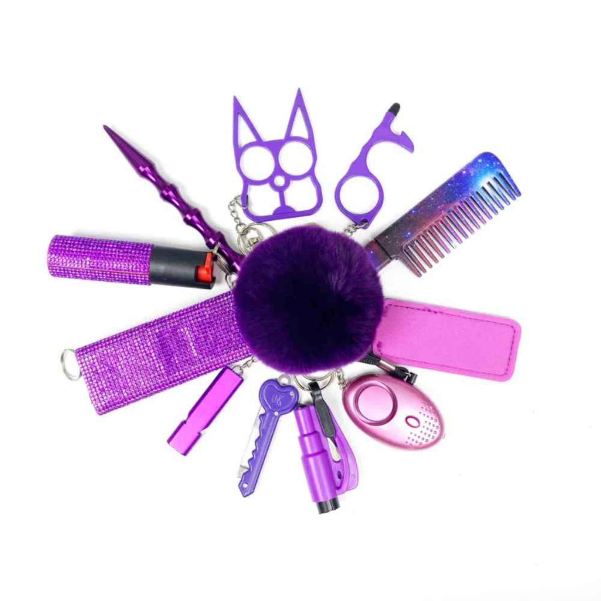 12PCS Safety Keychain Set - Multiple Colors