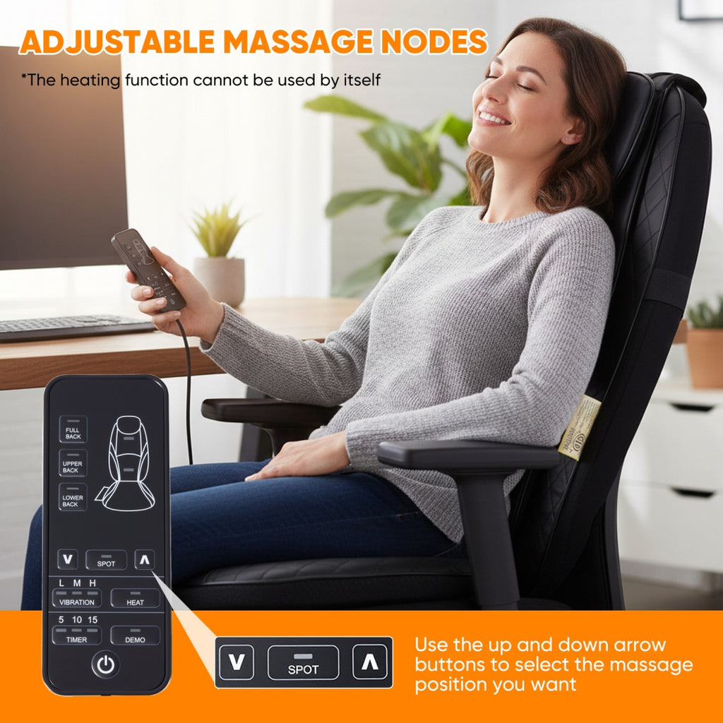 Back Massagers, Vibrating Heating Pad For Back, Massage Chair Pad For Pain Relief Deep Tissue