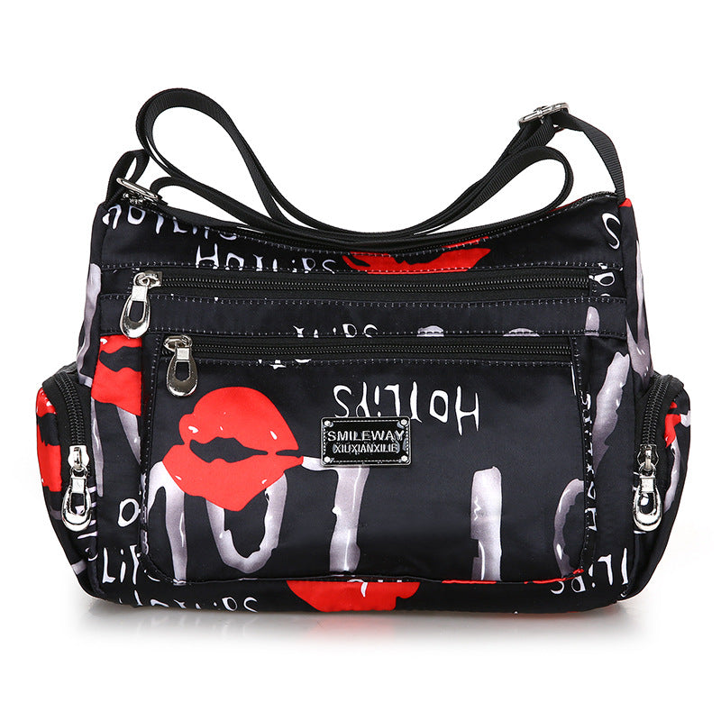 Fashionable Printed Womens Bag Trendy Landscape And Floral Fabric Pattern