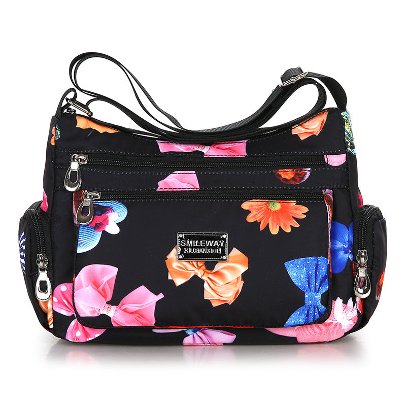 Fashionable Printed Womens Bag Trendy Landscape And Floral Fabric Pattern