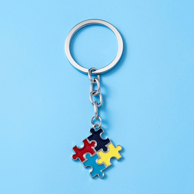 Enamel Colorful Puzzle Autism Awareness Keychain